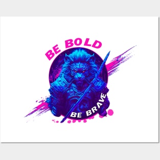 Synthwave Samurai lion - Be bold Be brave #3 Posters and Art